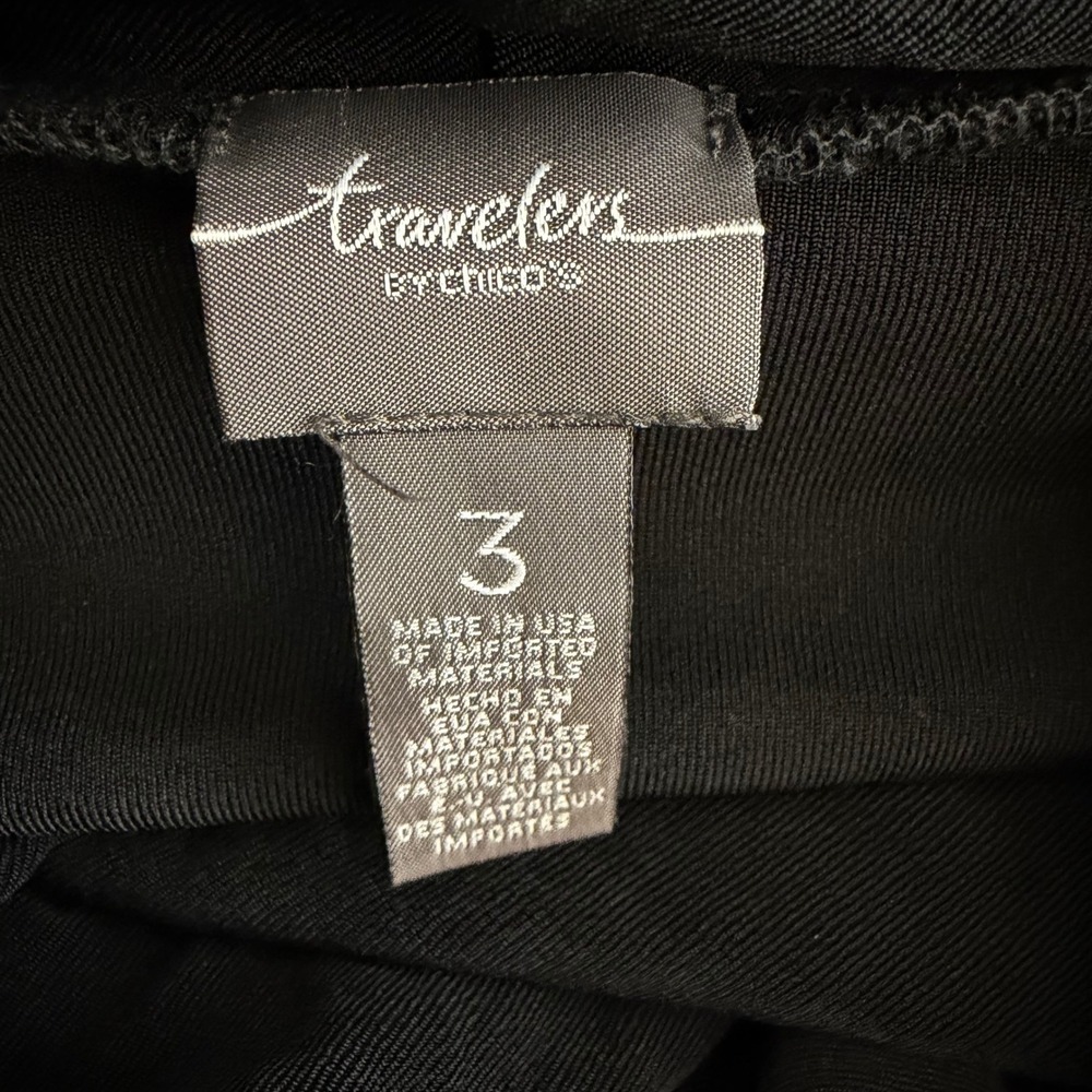 Chicos Travelers Size 3 XL 16‎ Black Cowl Neck 3/4 Sleeve Shirt Top - Picture 7 of 10